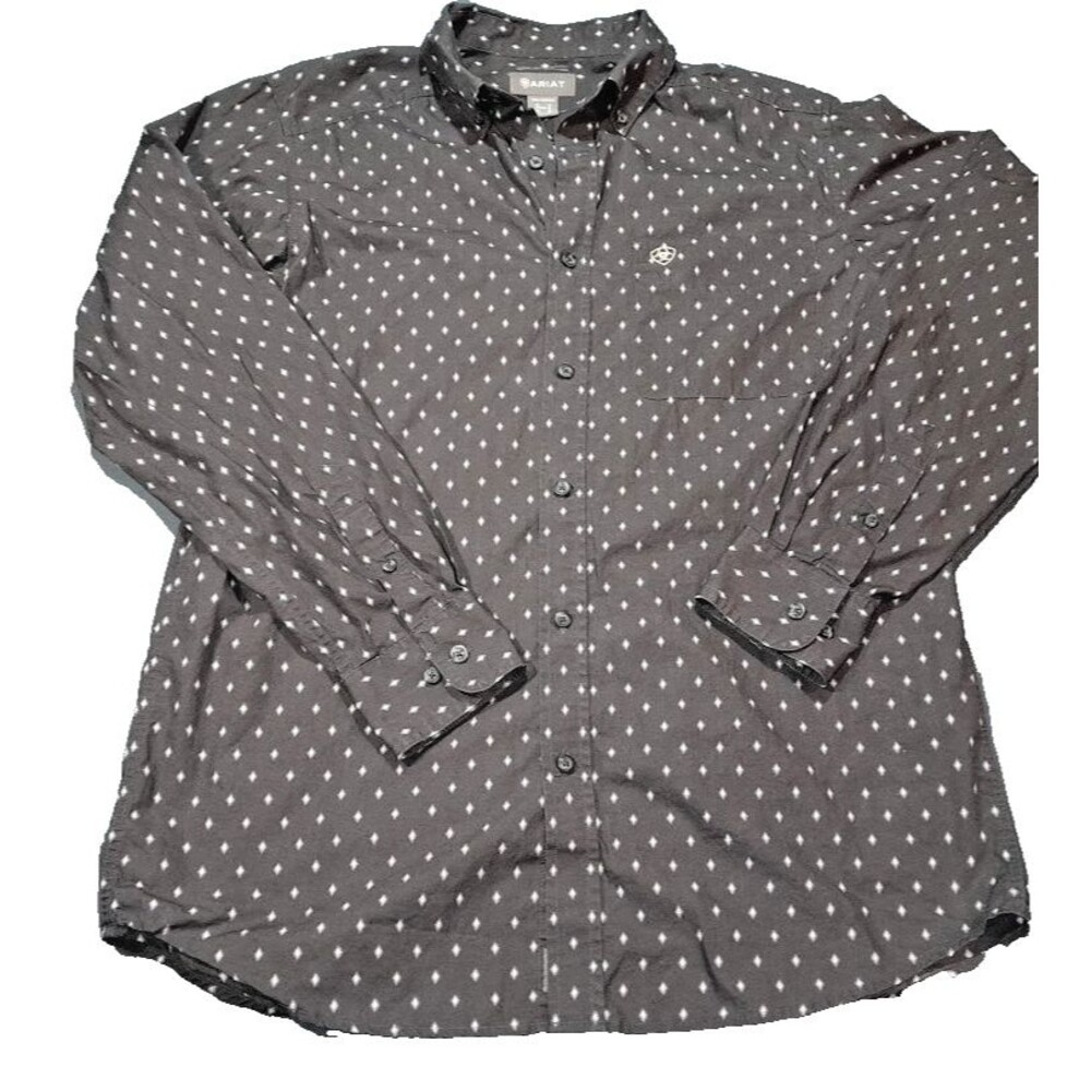 Ariat Mens Brown Geometric Diamond Print Long Sleeve Western Button Down Shirt M